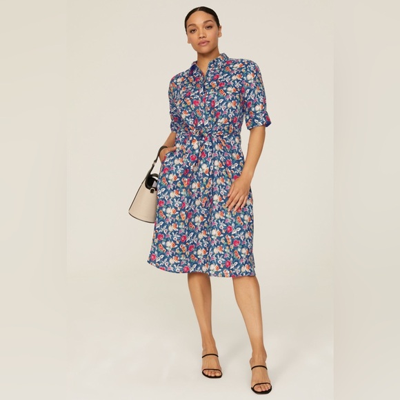 Lauren Ralph Lauren Floral Tie Waist Shirtdress Like new Size 2P - Picture 2 of 6